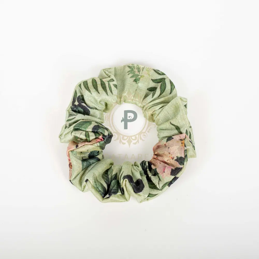 Floral Scrunchie Pastel Green Scrunchie