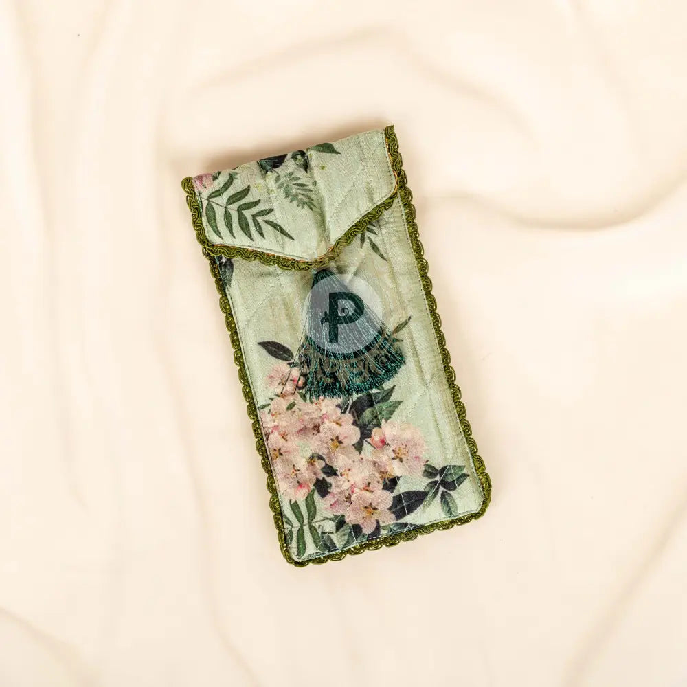 Floral Sunglass Pouch Pastel Green Sunglass Cover