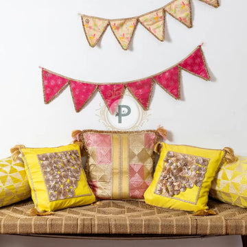 Pastel Phulkari Cushion and Bolster Cover Set Cushion Set