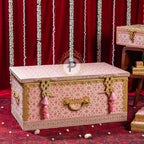 Pastel Pink Brocade Trousseau Trunk