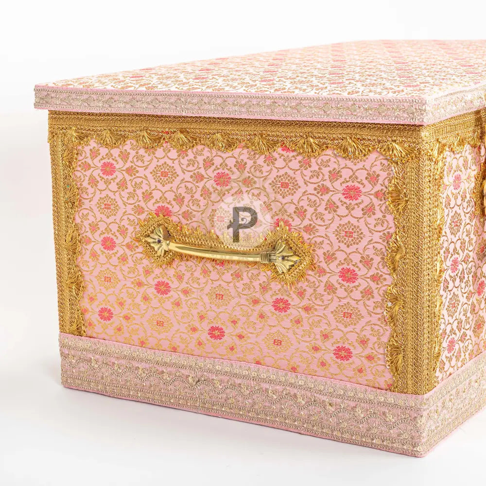 Pastel Pink Brocade Trousseau Trunk