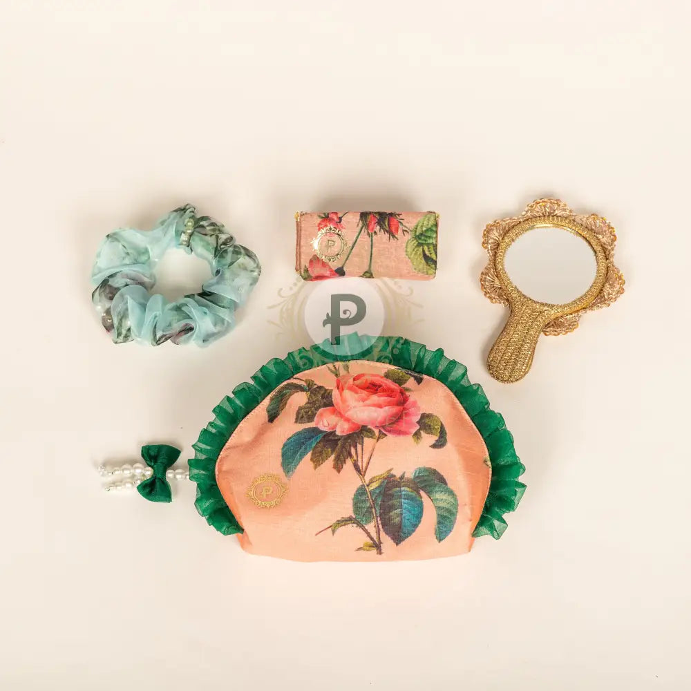 Peach Floral Mehndi Favour Kit Potli