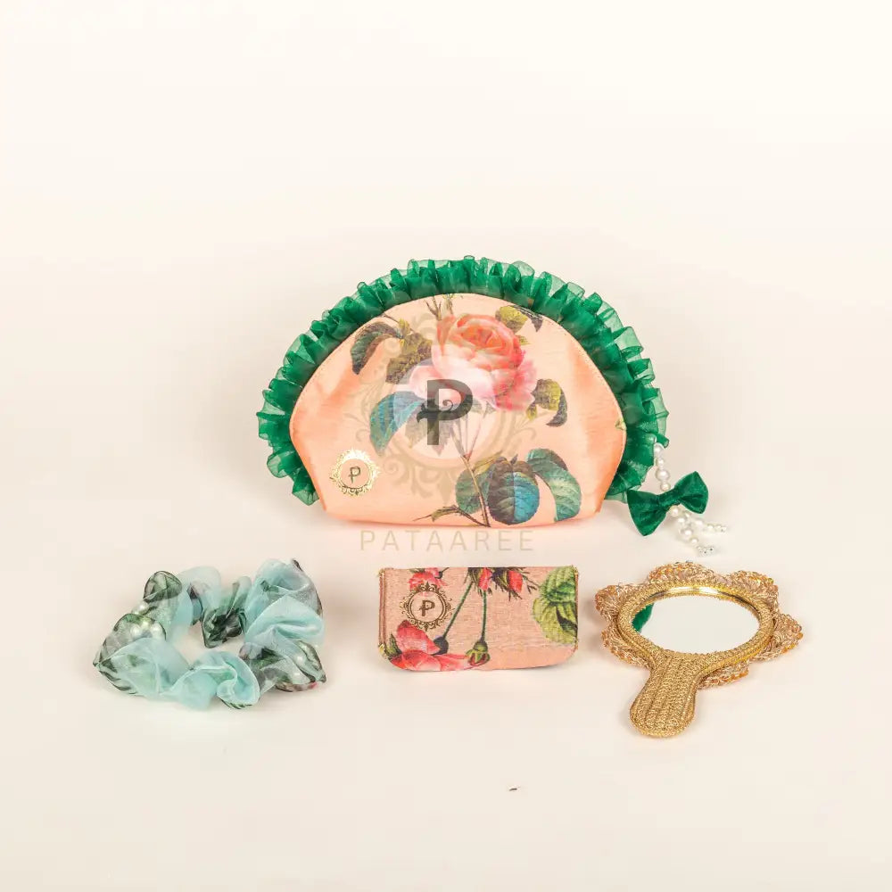 Peach Floral Mehndi Favour Kit Potli