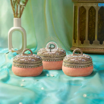 Peach Zehra Ladoo Box Small Set of 3 Ladoo Box