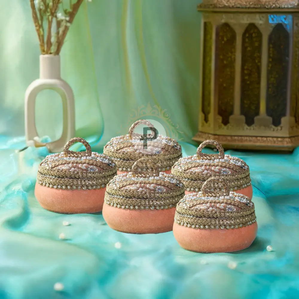 Peach Zehra Ladoo Box Small Set of 5 Ladoo Box
