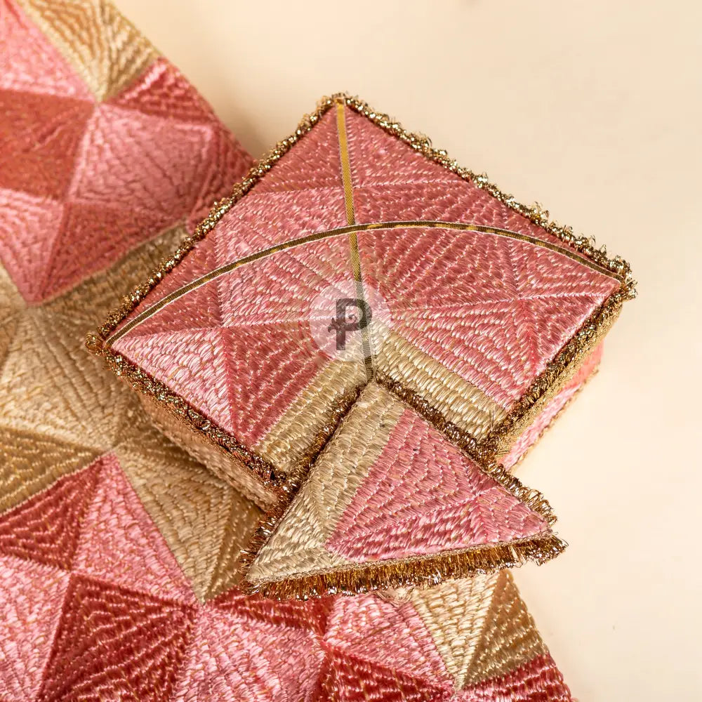 Phulkari Kite Mithai Box (Small) Pastel Pink Mithai Box