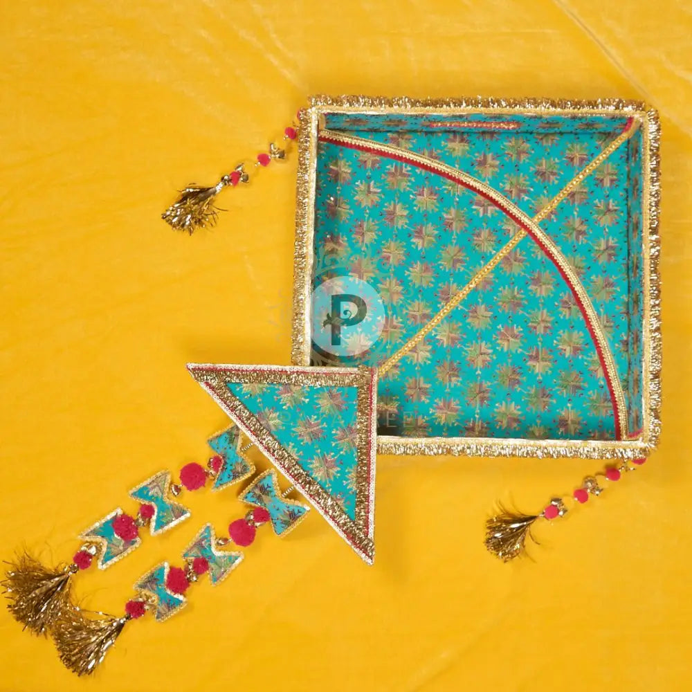 Phulkari Kite Tray Aqua Green