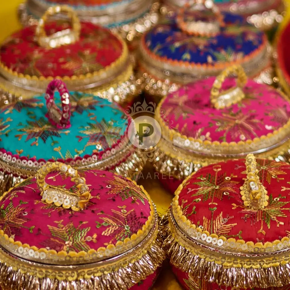 Phulkari Ladoo box small set of 4 Ladoo Box