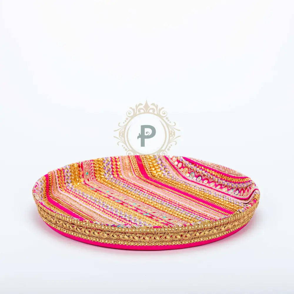 Pink Satrangi Thaal With Chura Bowl
