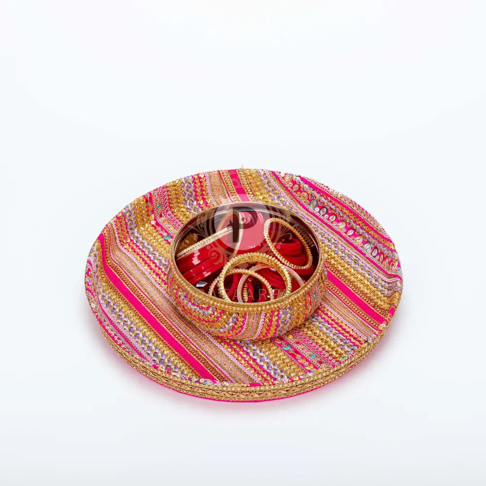 Pink Satrangi Thaal With Chura Bowl