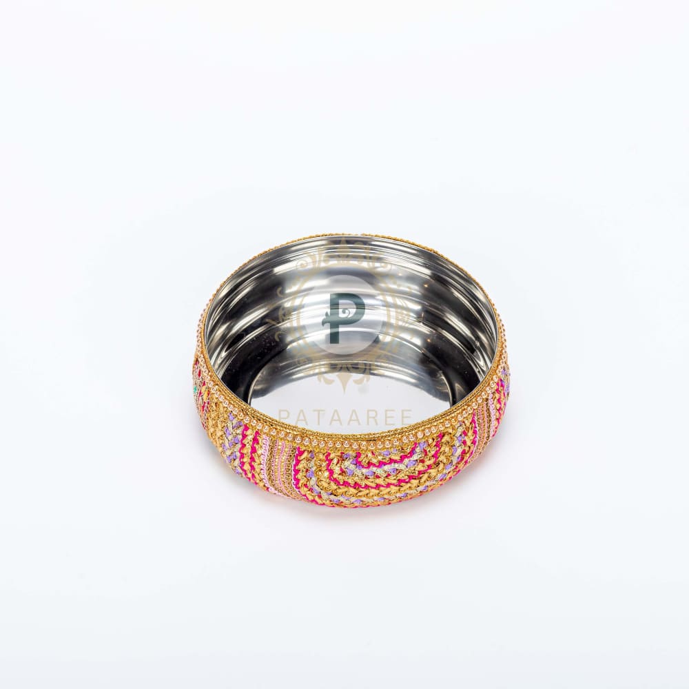 Pink Satrangi Thaal With Chura Bowl