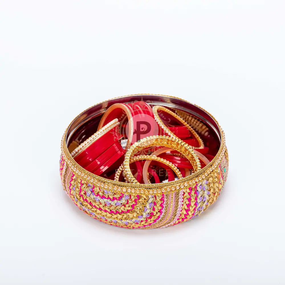 Pink Satrangi Thaal With Chura Bowl