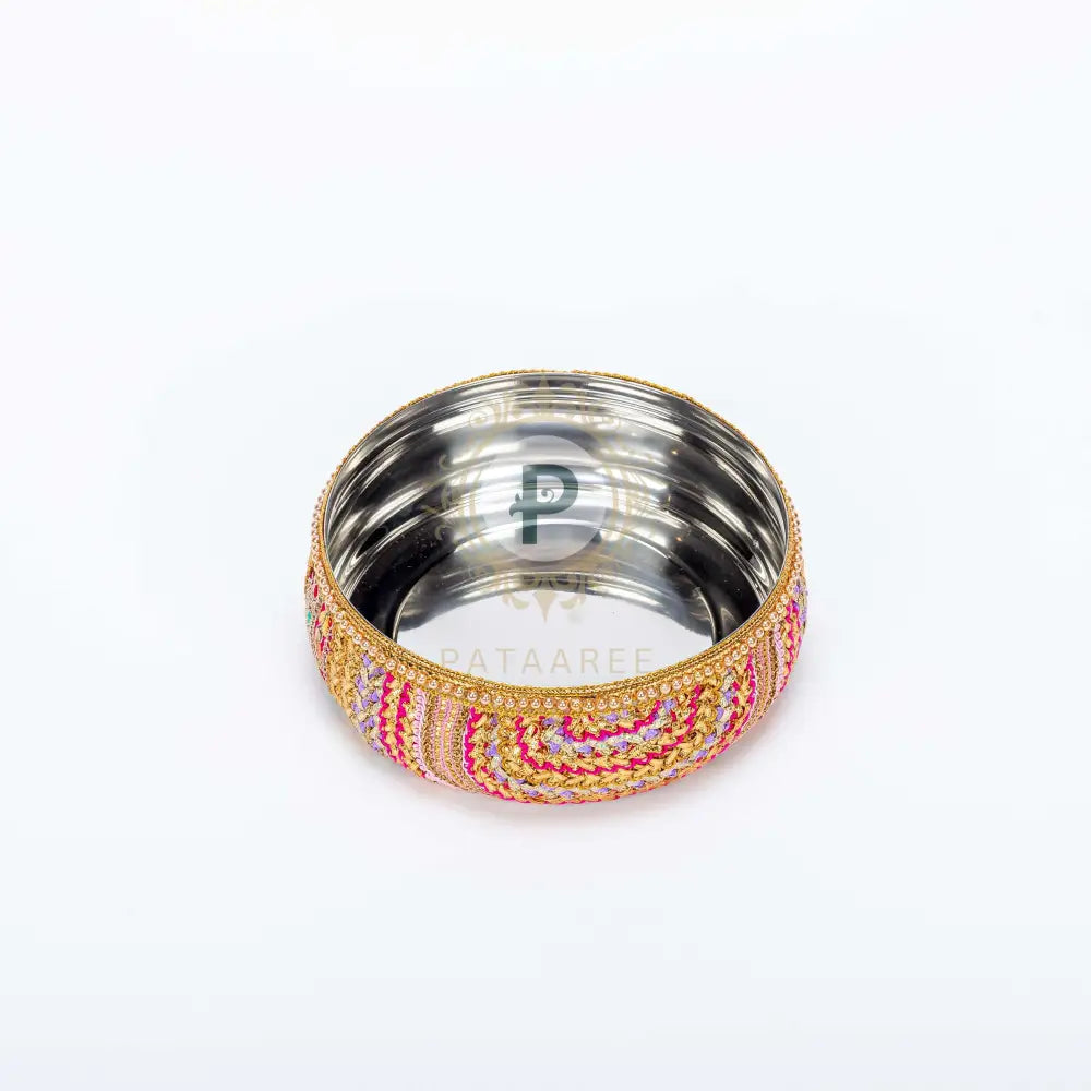 Pink Satrangi Thaal With Chura Bowl