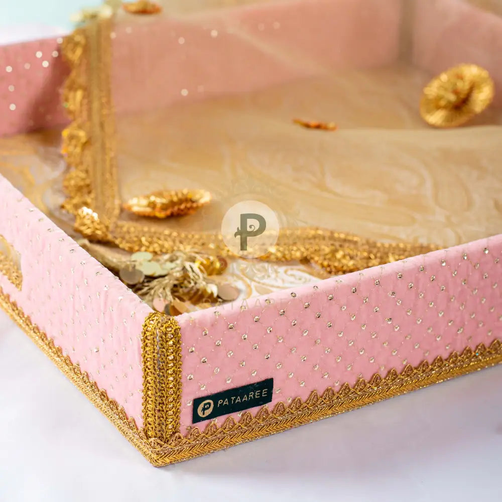 Pink Velvet Tray With Cover