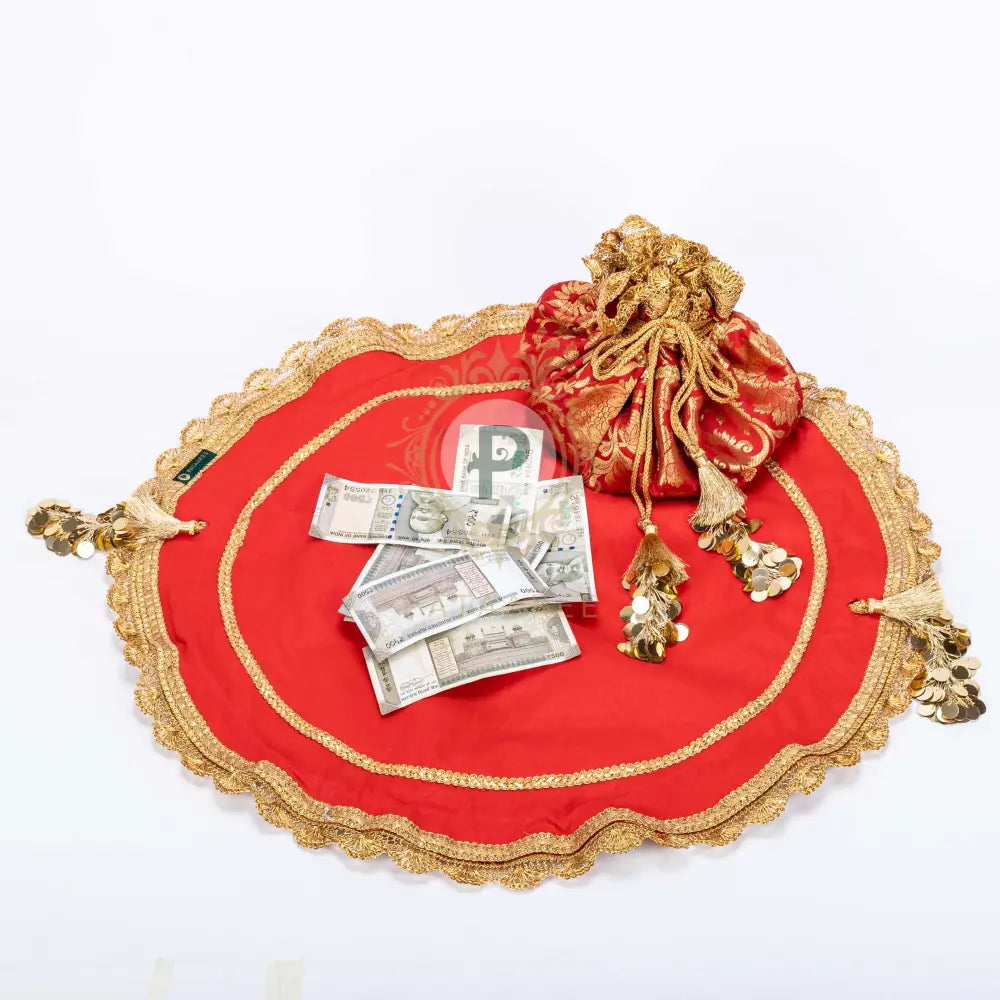 Red Brocade Lap Cover Set