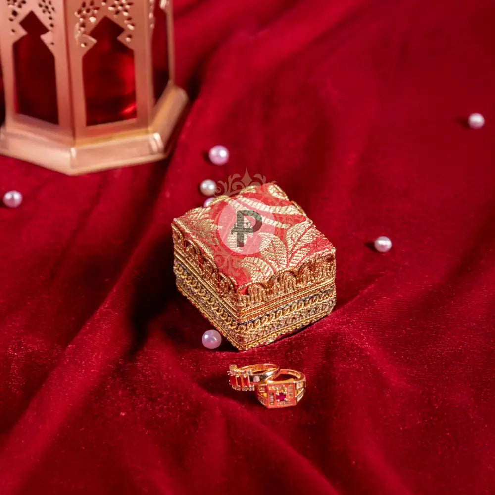 Red Brocade Ring Box Ring Box