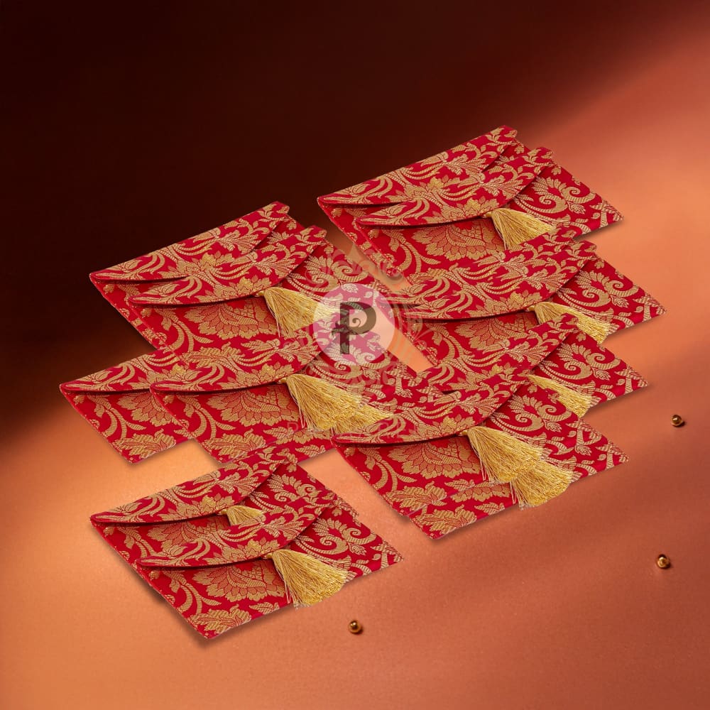 Red Brocade Shagun Envelope – Set of 20 Envelope