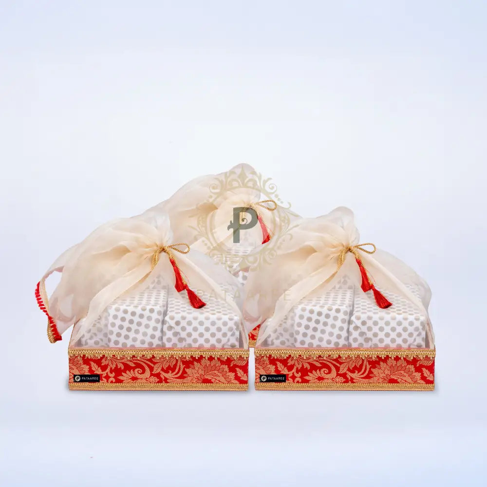 Red Brocade Tray Tissue Basket Set of 3