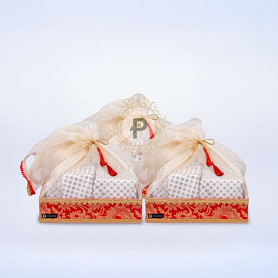 Red Brocade Tray Tissue Basket Set of 3