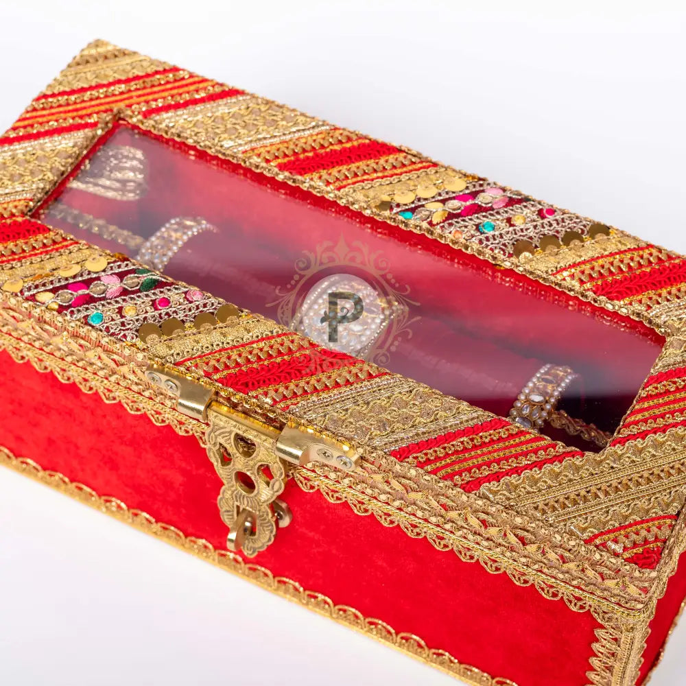Red & Gold Satrangi Chura Set Chura Ceremony Set