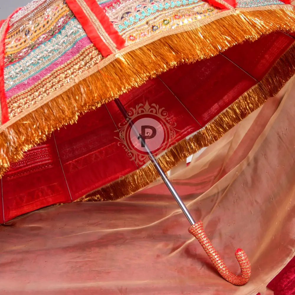 Red Satrangi Bridal Entry Umbrella Wedding Umbrella