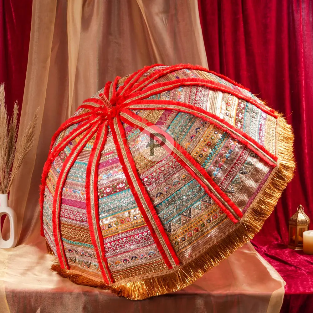 Red Satrangi Bridal Entry Umbrella Wedding Umbrella