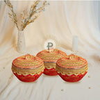 Red Satrangi Ladoo Box (1kg) Set of 3 Ladoo Box