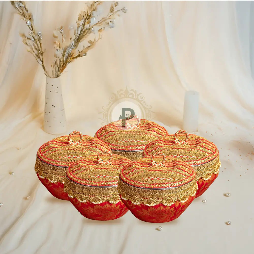 Red Satrangi Ladoo Box (1kg) Set of 5 Ladoo Box