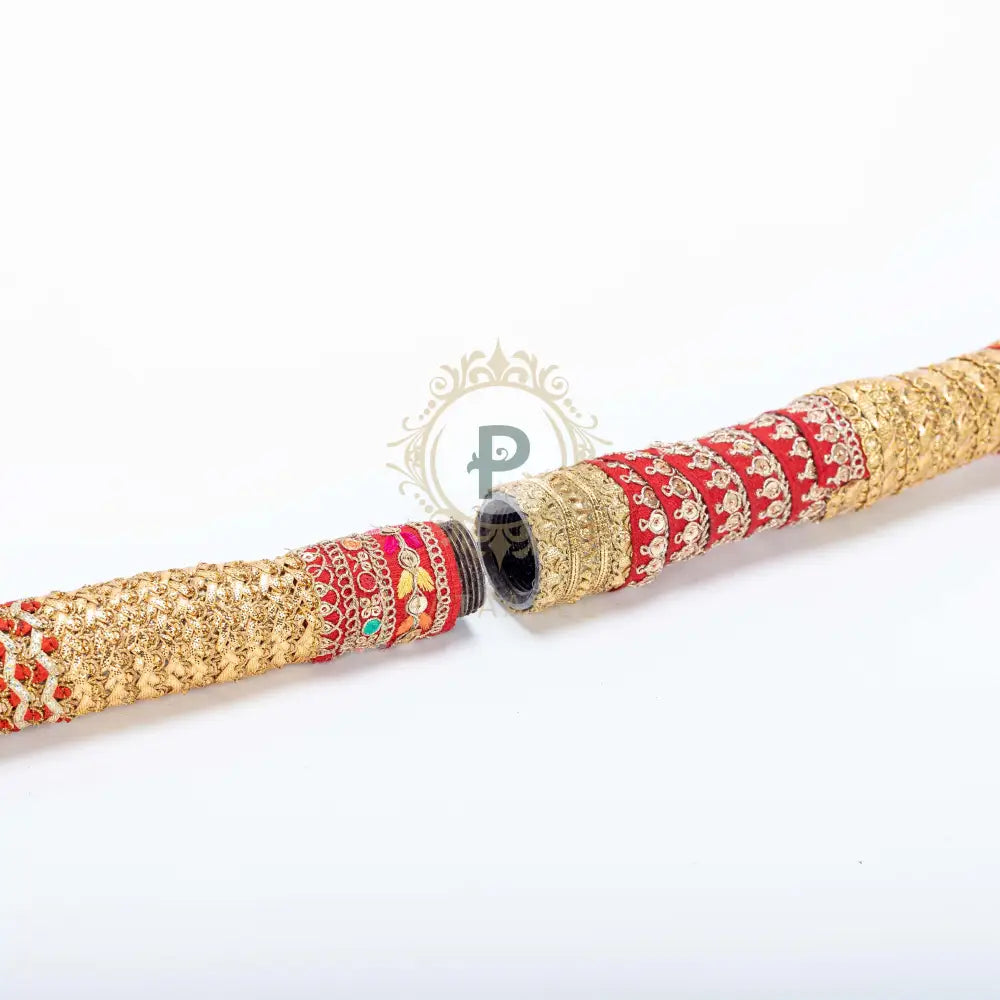 Red Satrangi Long Danda With Ghungroos