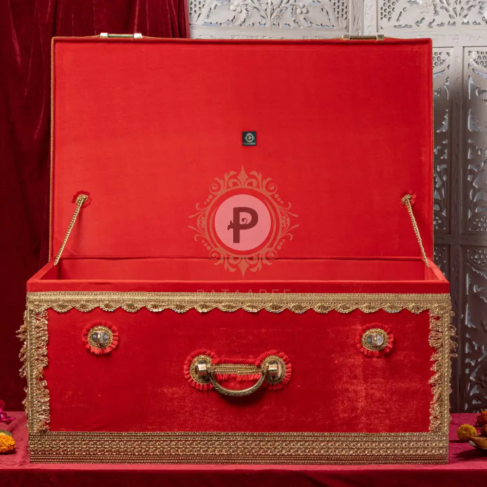 Red Satrangi Trousseau Trunk