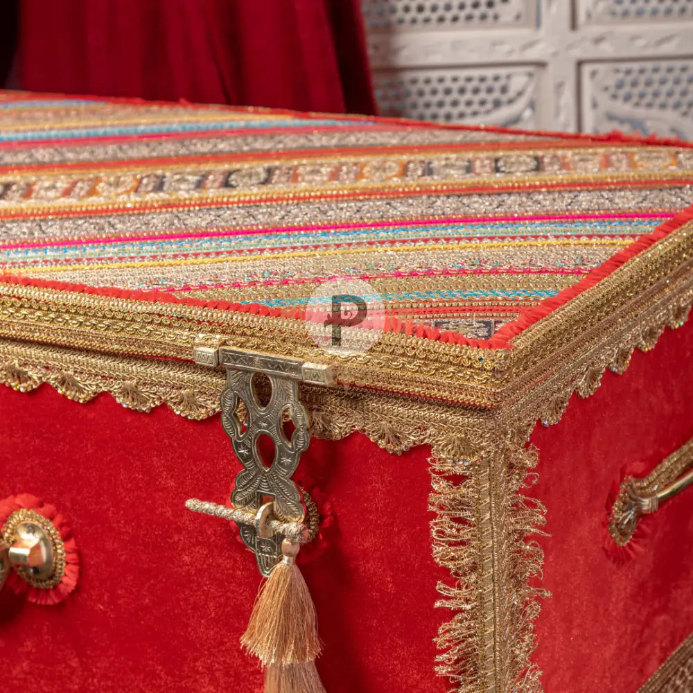 Red Satrangi Trousseau Trunk