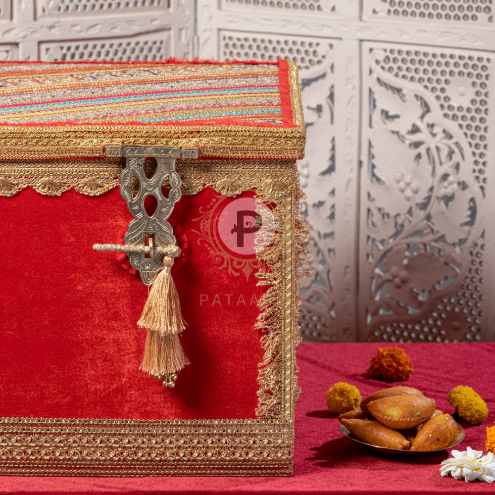 Red Satrangi Trousseau Trunk