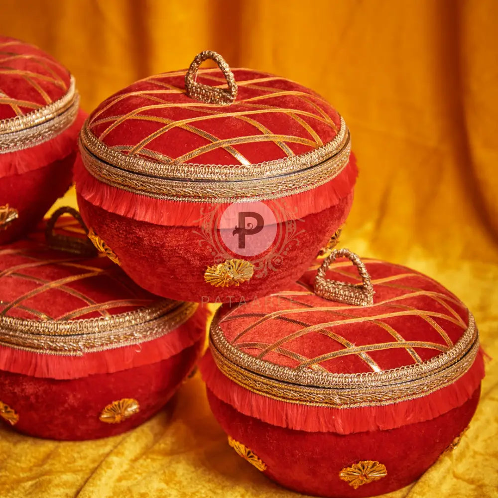 Velvet Ladoo Box Red