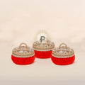 Red Zehra Ladoo Box Small Set of 3 Ladoo Box