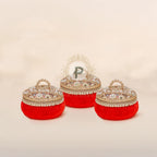 Red Zehra Ladoo Box Small Set of 3 Ladoo Box