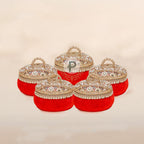 Red Zehra Ladoo Box Small Set of 5 Ladoo Box