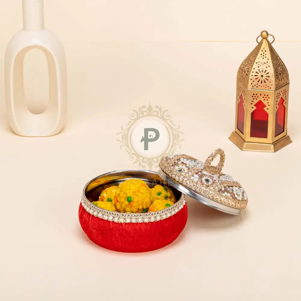 Zehra Red Ladoo Box – Small Ladoo Box