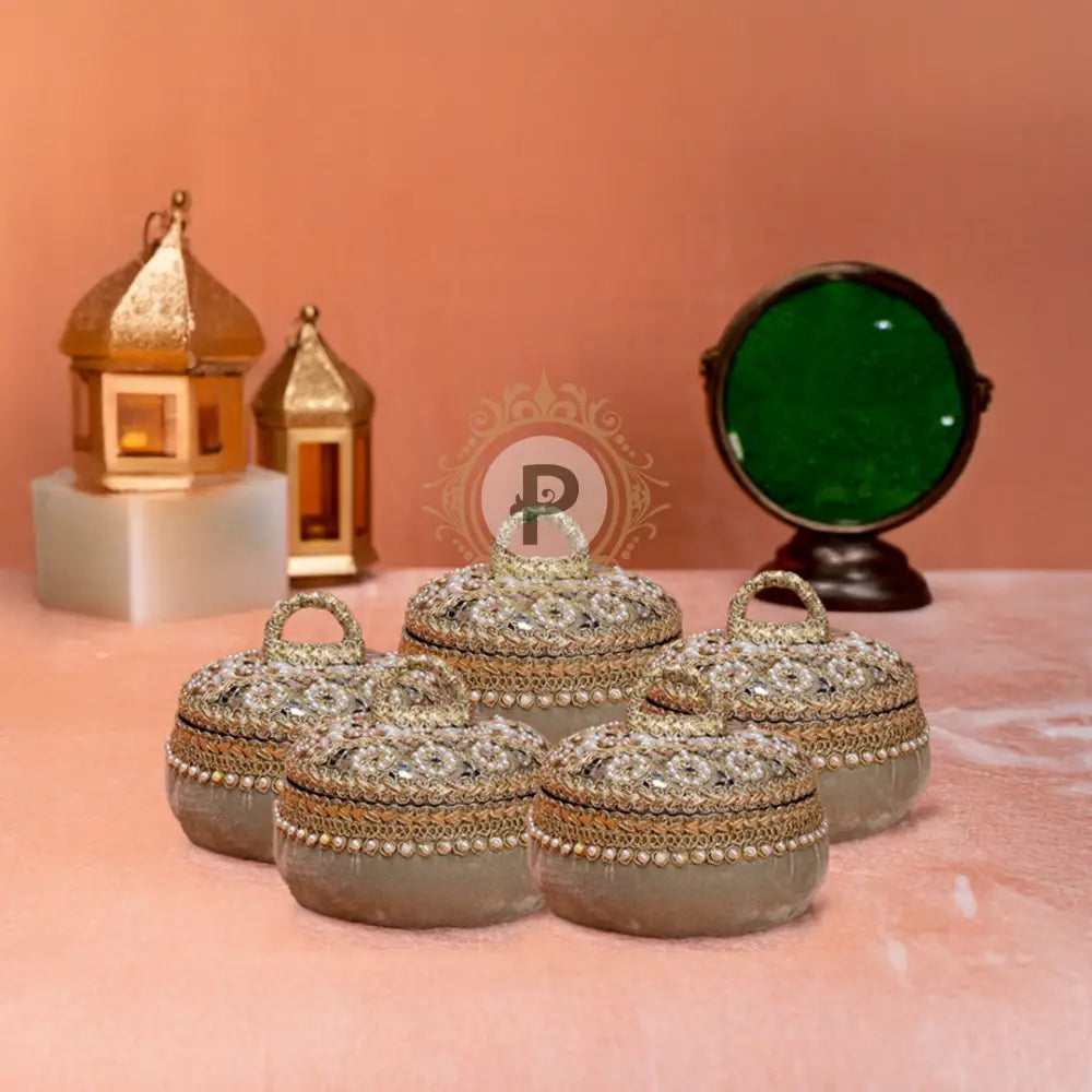 Sage Green Zehra Ladoo Box Small Set of 5 Ladoo Box