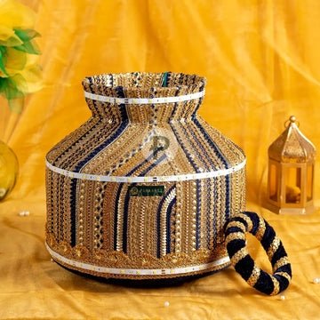 Satrangi Jaago Matka (With Led Lights) Navy Blue And Gold