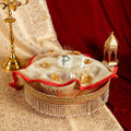 Satrangi Thaal 2 Bowls & Cover With Pearl Hanging Trim