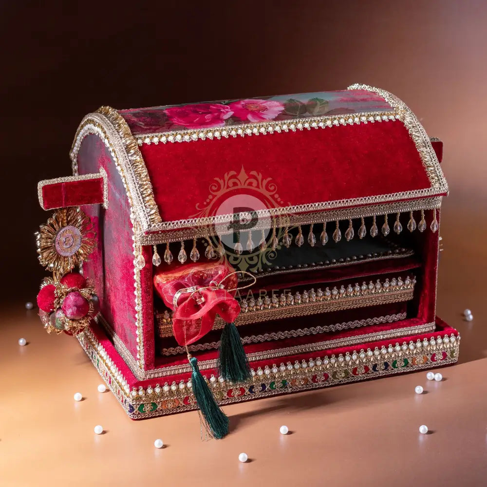Surkh Palki Sahe Chithi Set with Screen Printed Scroll Sahe Chithi