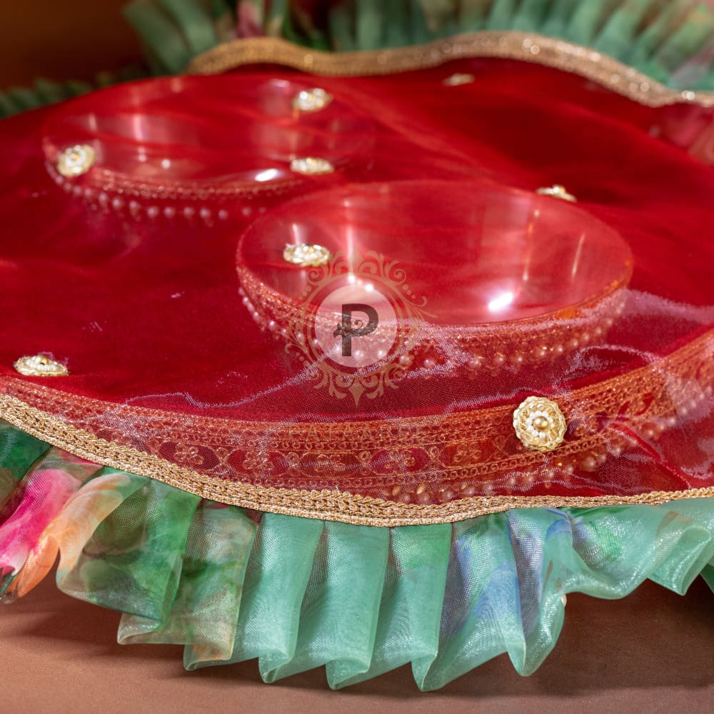 Surkh Thaal With 2 Bowls & Cover Thaal & Bowl