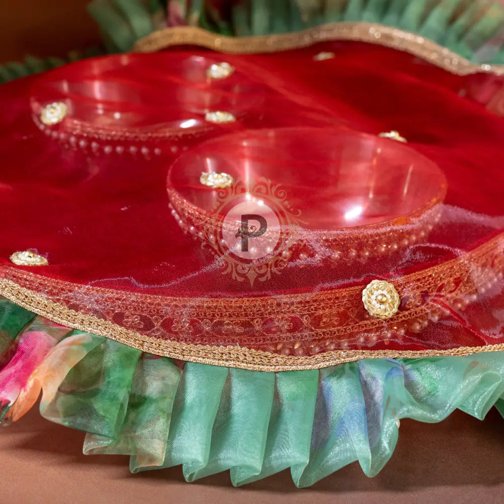 Surkh Thaal With 2 Bowls & Cover Thaal & Bowl