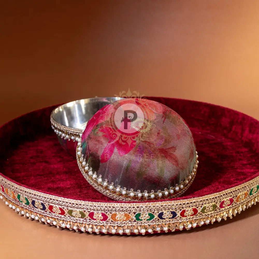 Surkh Thaal With 2 Bowls & Cover Thaal & Bowl
