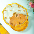 Brocade Thaal With Cover Yellow