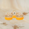 Yellow Zehra Ladoo Box Small Set of 3 Ladoo Box