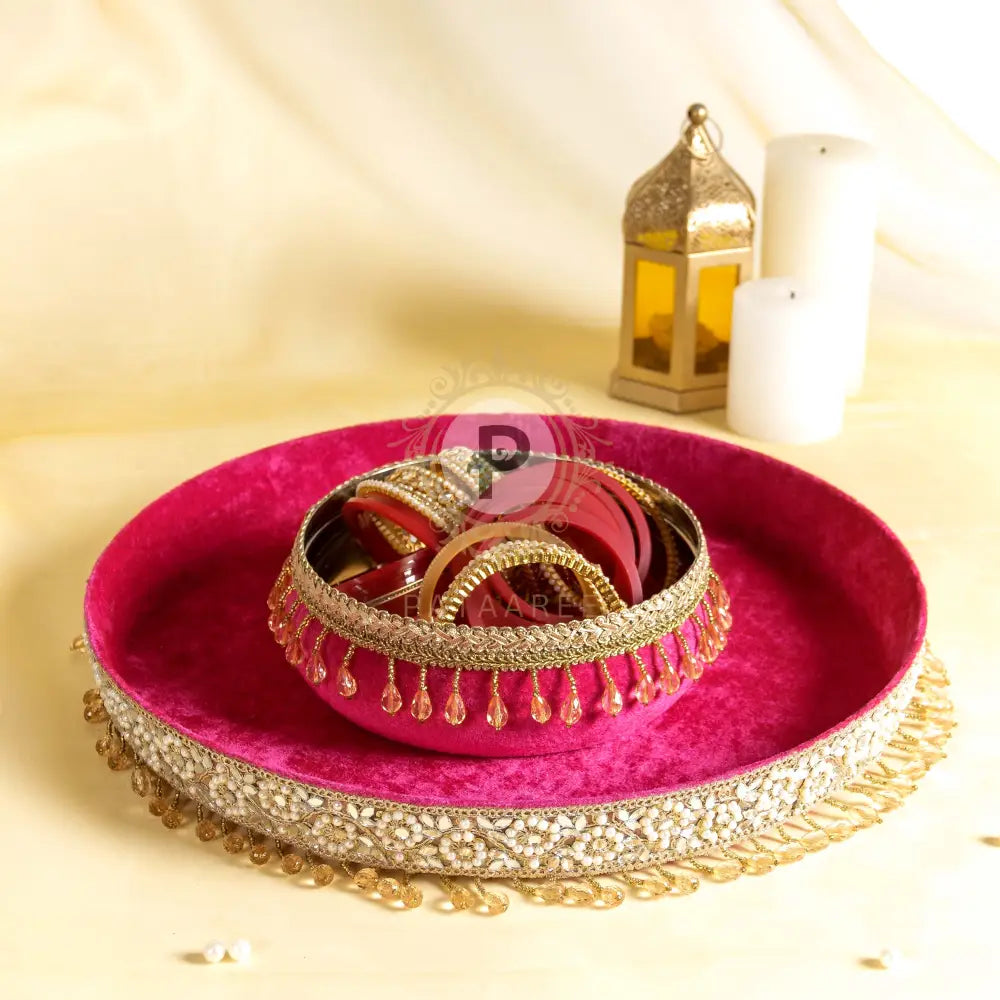 Zehra Thaal With Chura Bowl Hot Pink