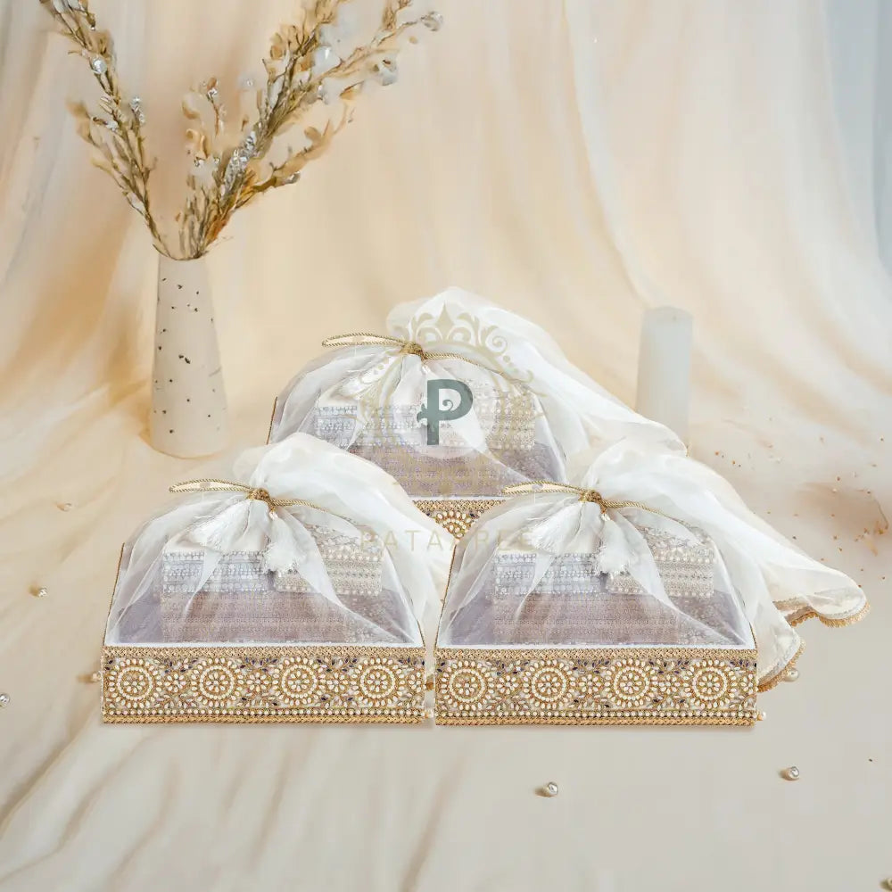 Zehra Ivory Tray Tissue Basket Set of 3 Tissue Basket