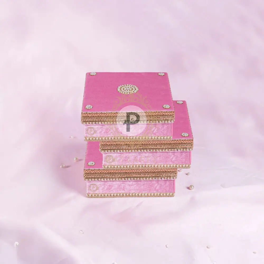 Zehra Pastel Pink Mithai Box (1kg) Set of 3 Mithai Box