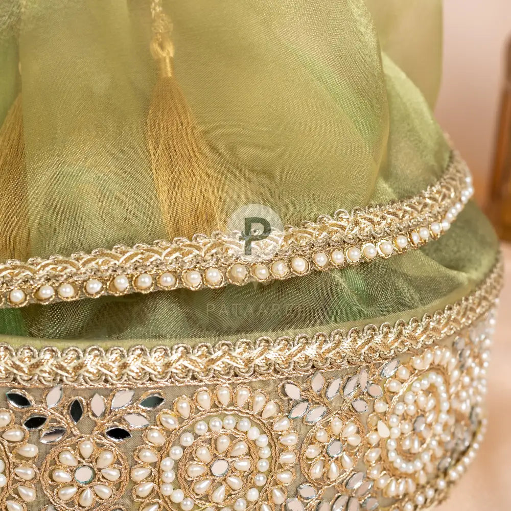 Zehra Sage Green Round Tissue Wedding Hamper Basket Tissue Basket